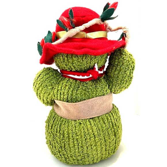 Green Animated Swinging Saguaro Cactus Cowboy Snowman Holiday Musical Christmas - Picture 8 of 11